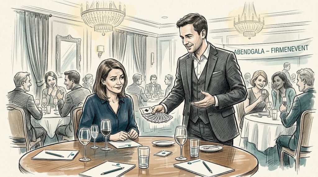 Ein Mentalist sorgt während der Veranstaltung für beste Unterhaltung und bezieht die Gäste aktiv mit ein.