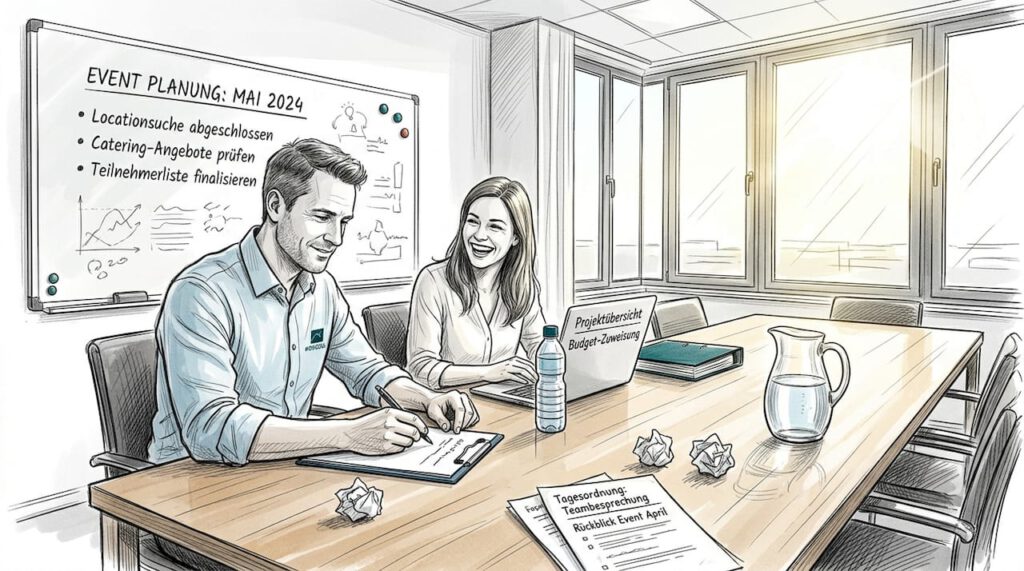 Unser Team trifft sich zur Planung in unserem lichtdurchfluteten Besprechungsraum.