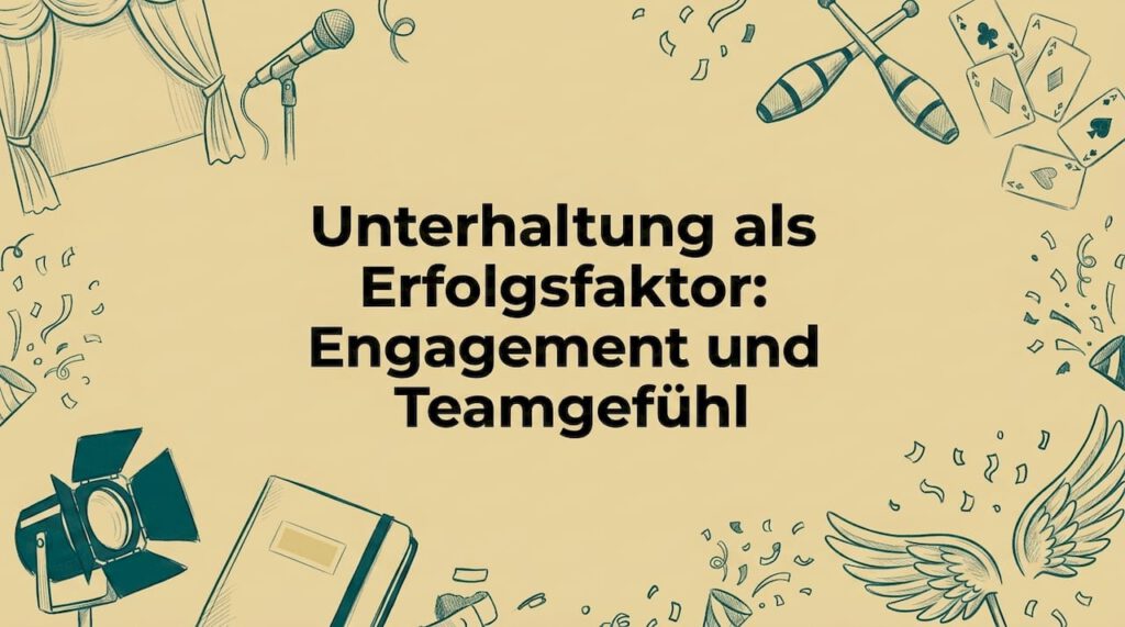 Eine liebevoll von Hand gestaltete Titelgrafik, die typische Elemente aus der Bühnenwelt und dem Showbusiness aufgreift.
