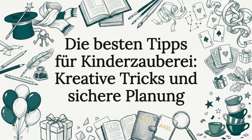 Handgezeichnetes Titelbild mit Zauberutensilien und festlicher Dekoration