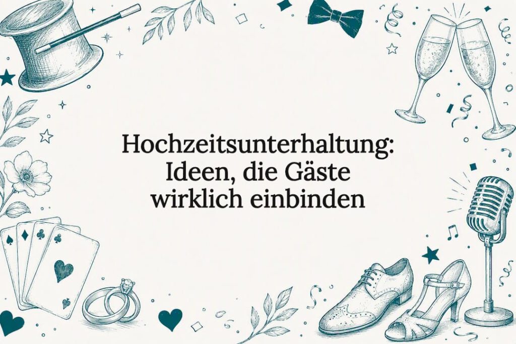 Dekorative Titelbild-Illustration für einen Artikel über Unterhaltung bei Hochzeiten